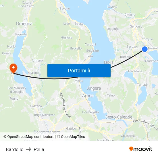 Bardello to Pella map