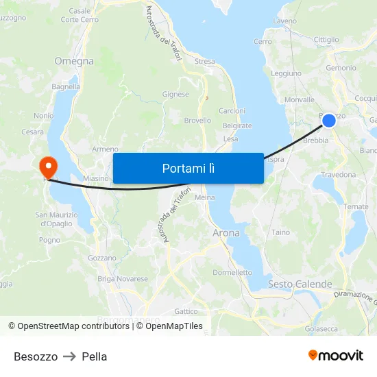 Besozzo to Pella map