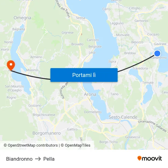 Biandronno to Pella map
