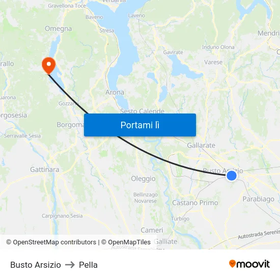 Busto Arsizio to Pella map
