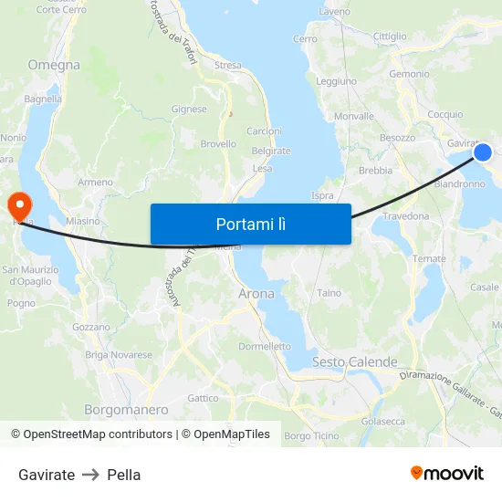 Gavirate to Pella map