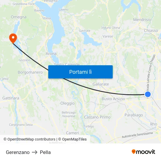 Gerenzano to Pella map