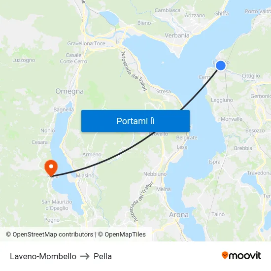 Laveno-Mombello to Pella map