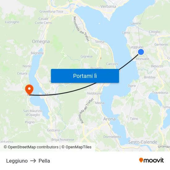 Leggiuno to Pella map