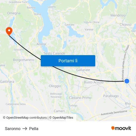 Saronno to Pella map