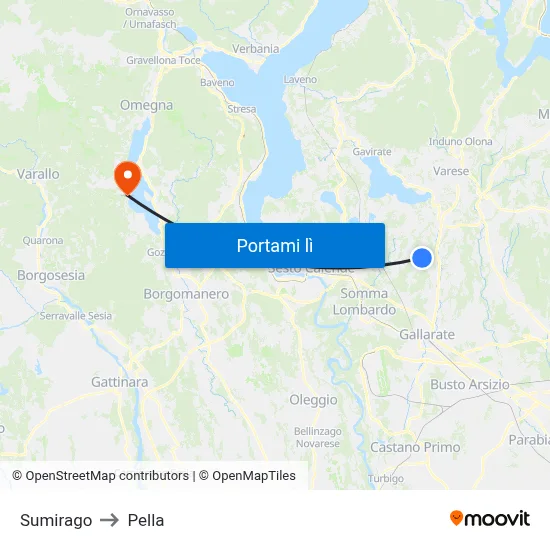 Sumirago to Pella map