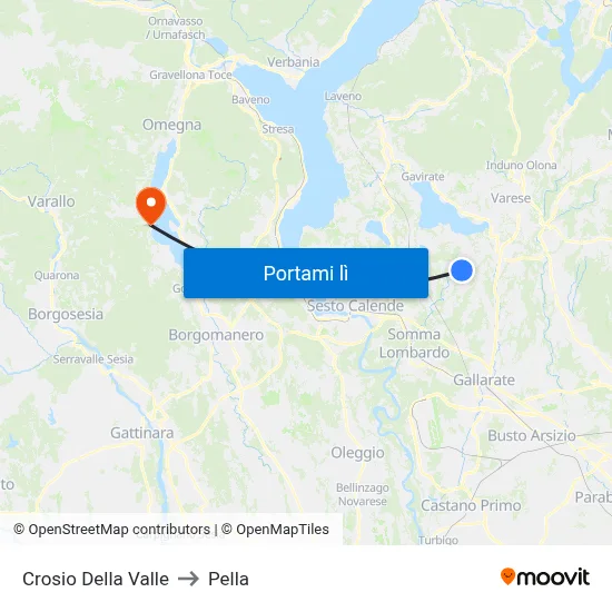Crosio Della Valle to Pella map