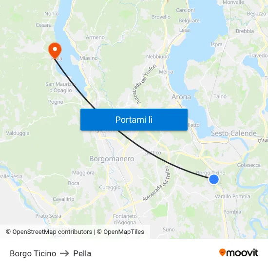 Borgo Ticino to Pella map
