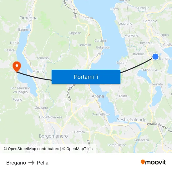 Bregano to Pella map