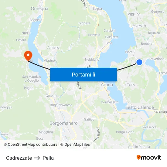 Cadrezzate to Pella map