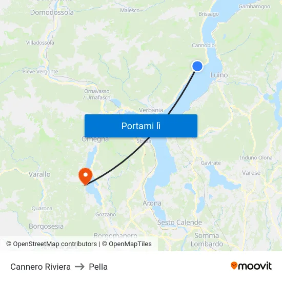 Cannero Riviera to Pella map