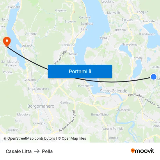 Casale Litta to Pella map