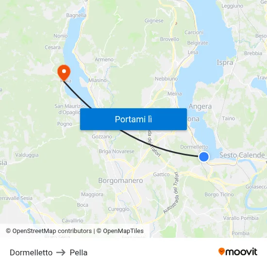 Dormelletto to Pella map