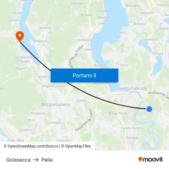 Golasecca to Pella map
