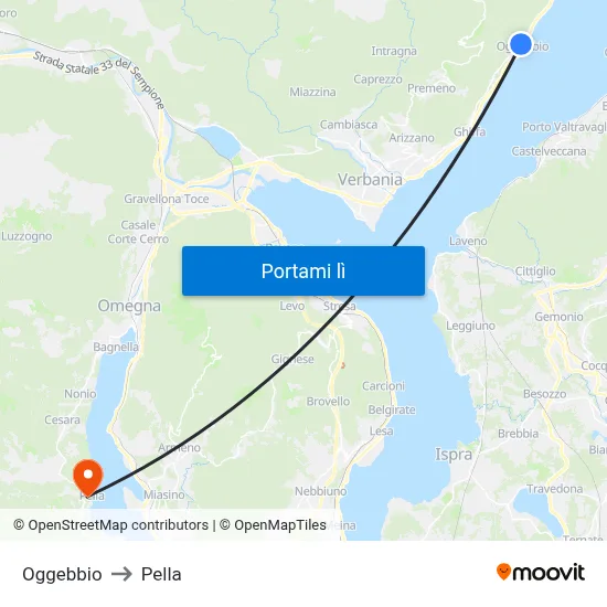 Oggebbio to Pella map