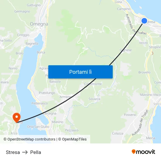 Stresa to Pella map