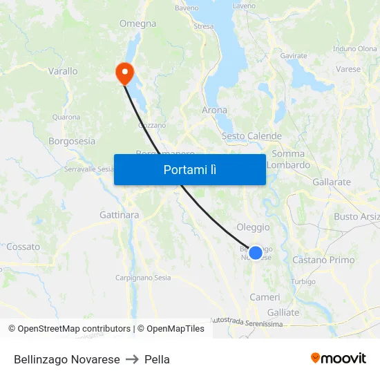 Bellinzago Novarese to Pella map