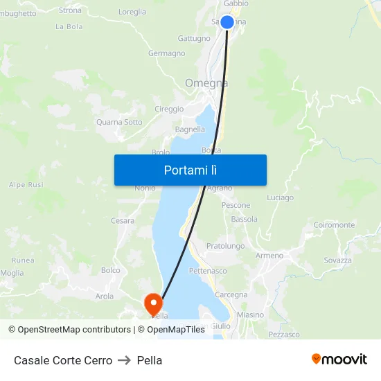 Casale Corte Cerro to Pella map
