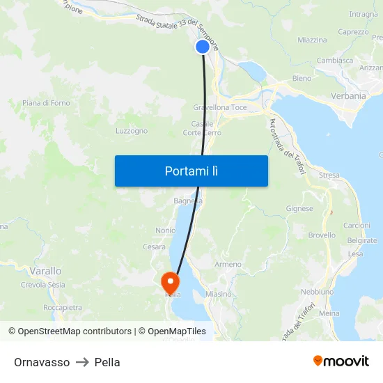 Ornavasso to Pella map