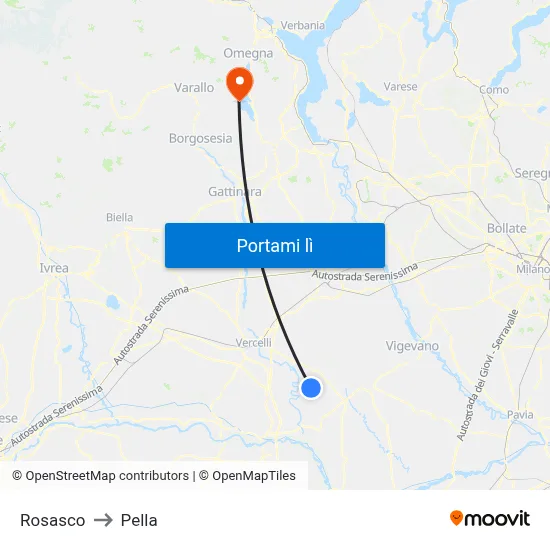 Rosasco to Pella map