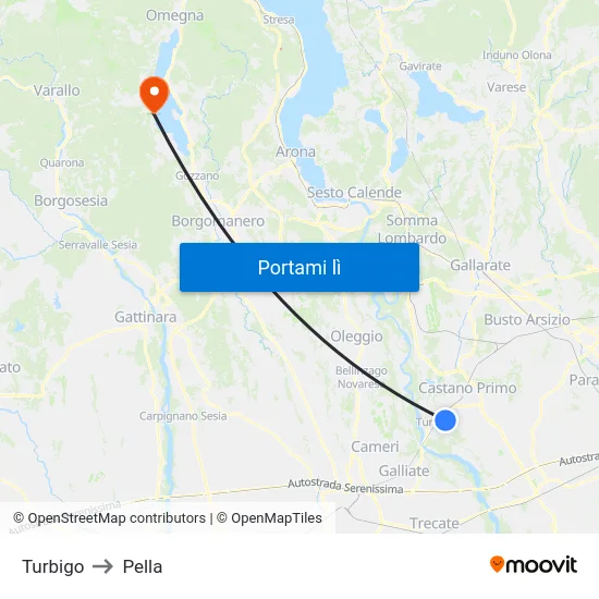 Turbigo to Pella map