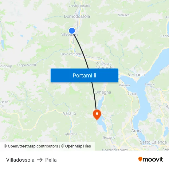 Villadossola to Pella map