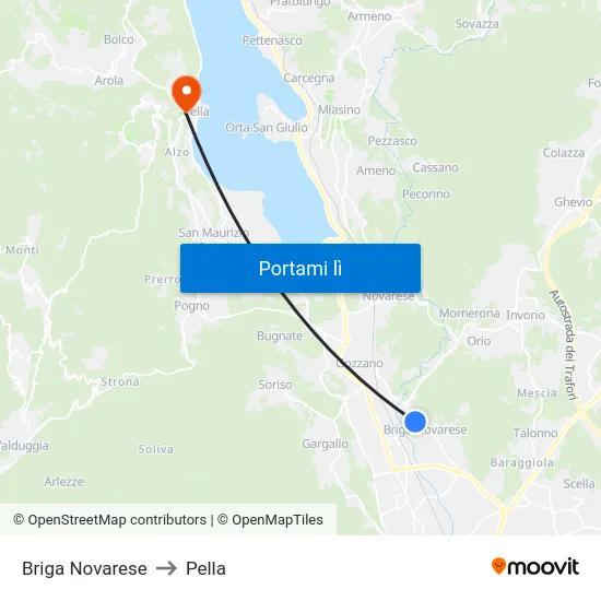 Briga Novarese to Pella map