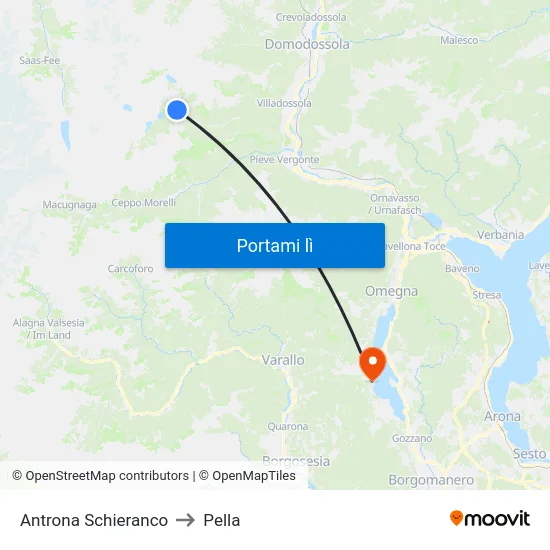 Antrona Schieranco to Pella map