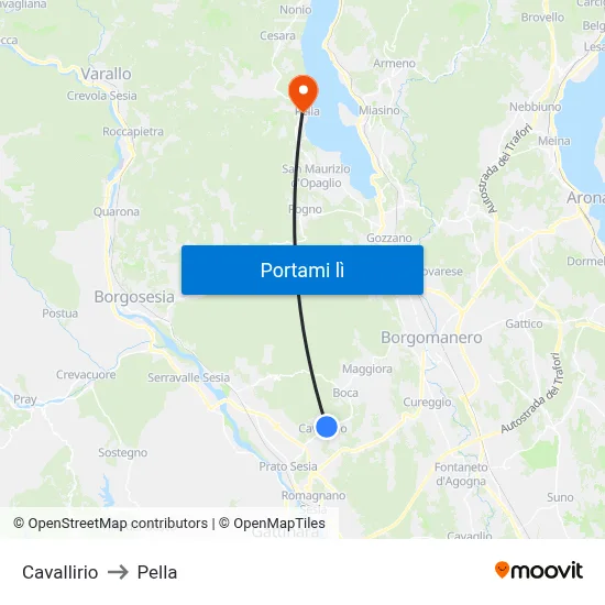 Cavallirio to Pella map