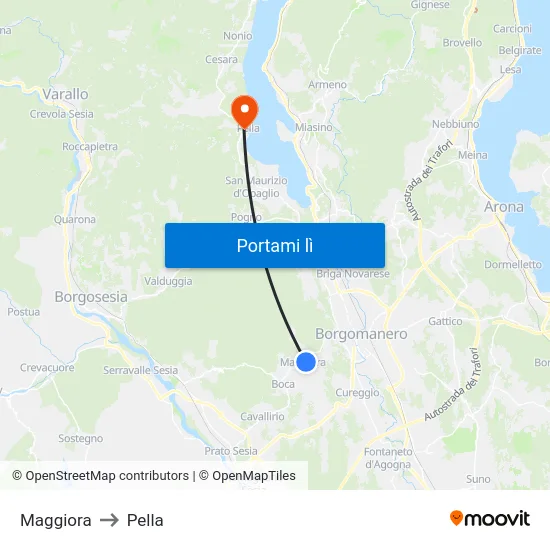 Maggiora to Pella map