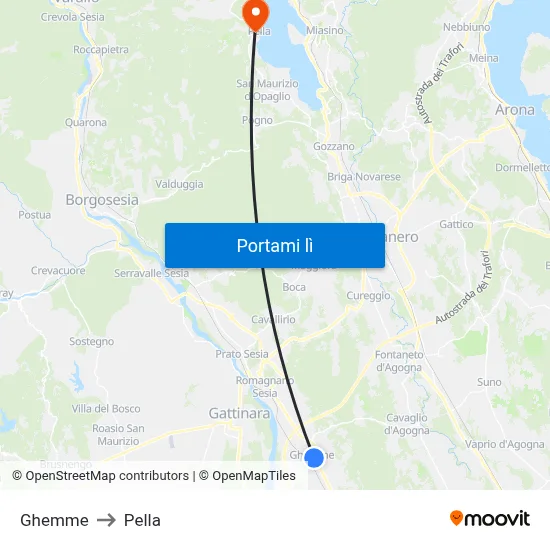 Ghemme to Pella map