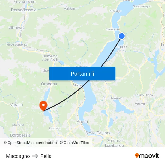 Maccagno to Pella map
