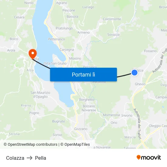 Colazza to Pella map