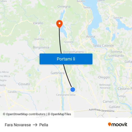 Fara Novarese to Pella map