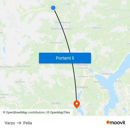 Varzo to Pella map