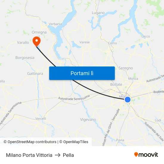 Milano Porta Vittoria to Pella map