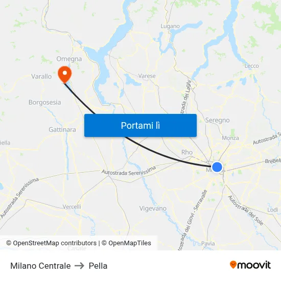 Milano Centrale to Pella map