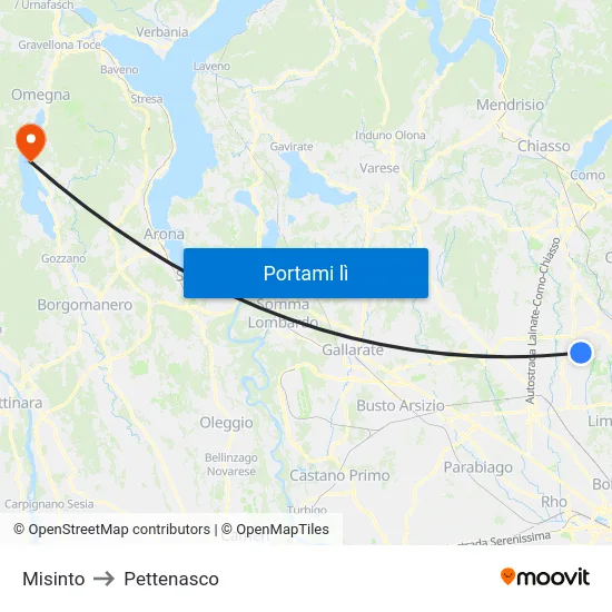 Misinto to Pettenasco map