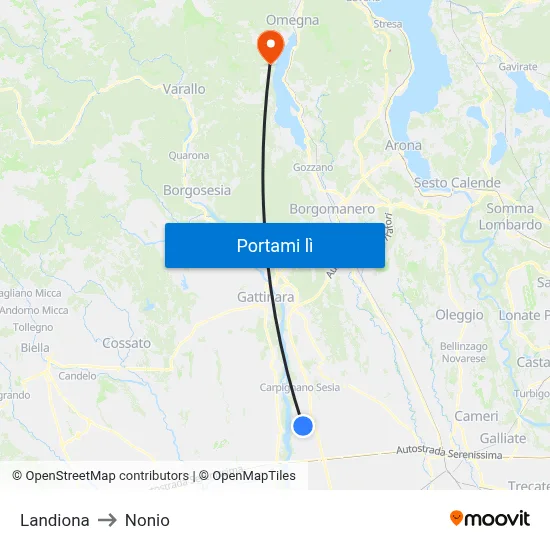 Landiona to Nonio map