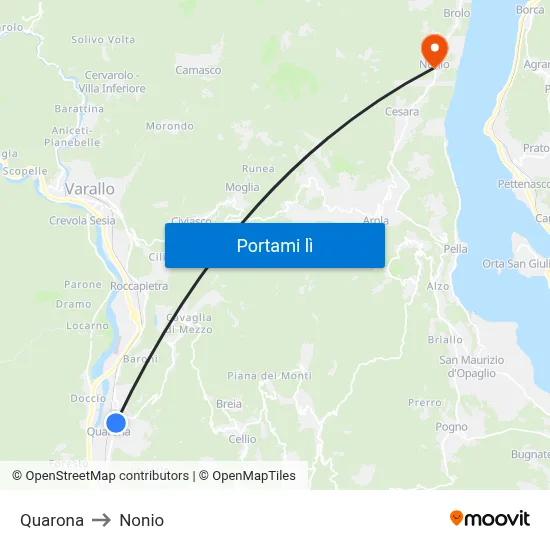 Quarona to Nonio map