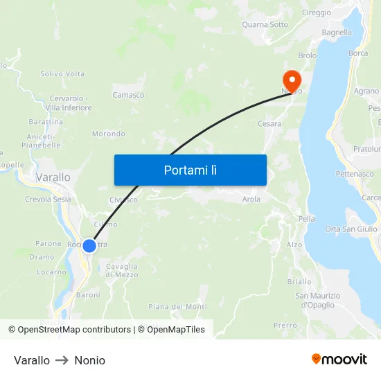 Varallo to Nonio map