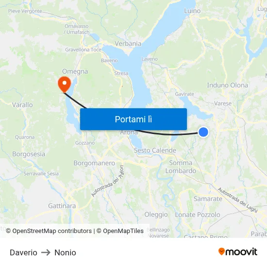 Daverio to Nonio map