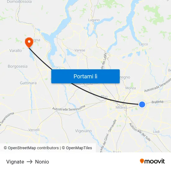 Vignate to Nonio map