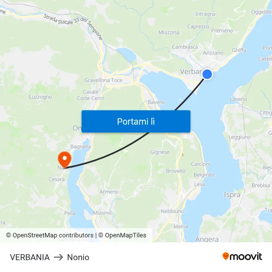 VERBANIA to Nonio map