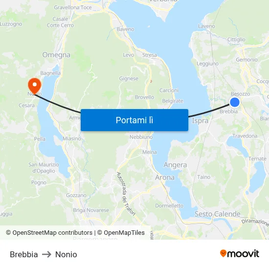 Brebbia to Nonio map