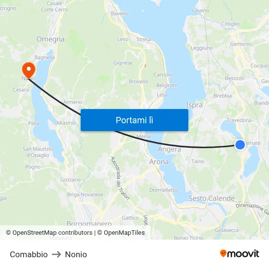 Comabbio to Nonio map