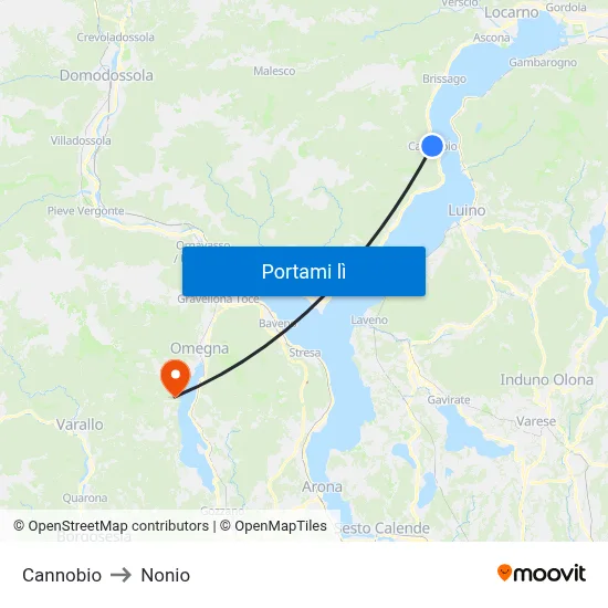 Cannobio to Nonio map