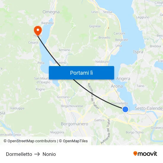 Dormelletto to Nonio map