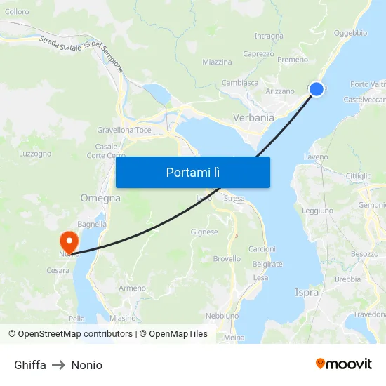 Ghiffa to Nonio map