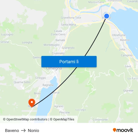 Baveno to Nonio map